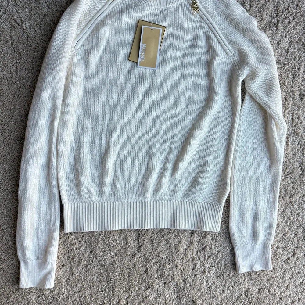 NWT Michael Kors Bone Elegant‎ White Cream Pullover Size S Sweater Winter